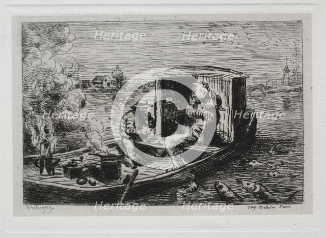 The Boat Trip: Guzzling or Lunch on the Boat, 1861. Creator: Charles François Daubigny (French, 1817-1878).