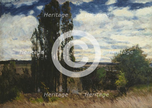 Seine. Landscape with Poplars, 1877. Creator: Carl Fredrik Hill.