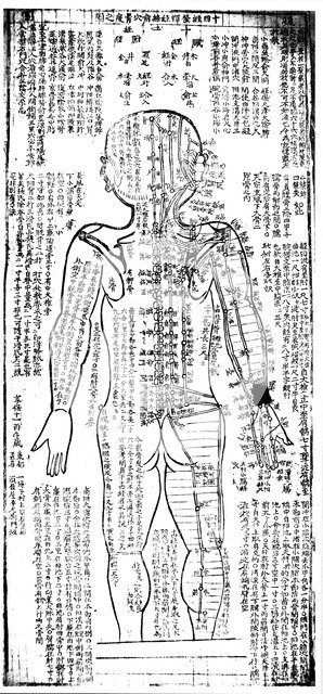 Acupuncture chart for the rear of the body, Japanese, 19th century. Artist: Unknown