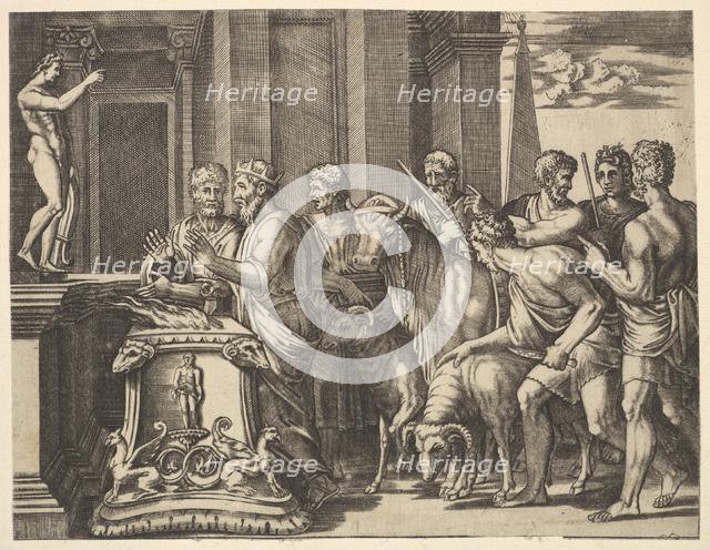 Psyche's father consulting the oracle, from 'The Fable of Psyche', 1530-60. Creator: Master of the Die.