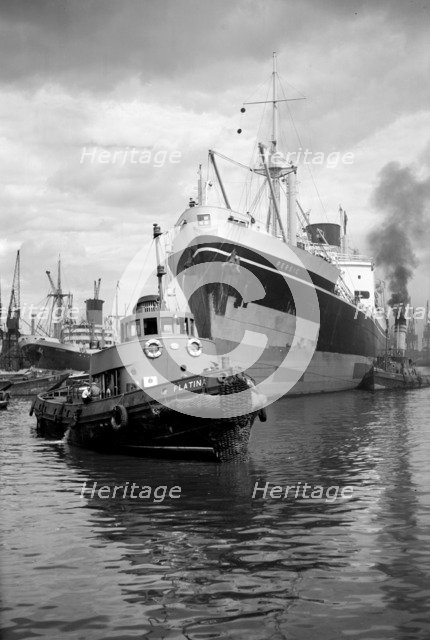 'Persic' being guided up Woolwich Reach, London, c1945-c1965. Artist: SW Rawlings