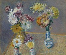Four Vases of Chrysanthemums, 1893. Creator: Caillebotte, Gustave (1848-1894).