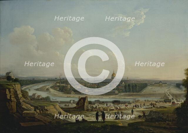 General view of Paris, taken from Chaillot hill, current 16th and 7th arrondissements, 1818. Creator: Seyfert.