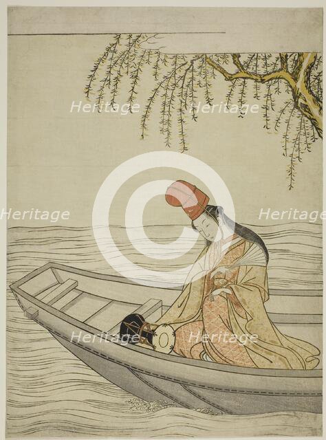 Shirabyoshi Dancer in Asazuma boat, c. 1766. Creator: Suzuki Harunobu.