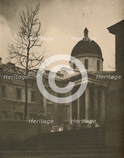 'The National Gallery from the Terrace Steps of Trafalgar Square', c1935. Creator: Walter Benington.