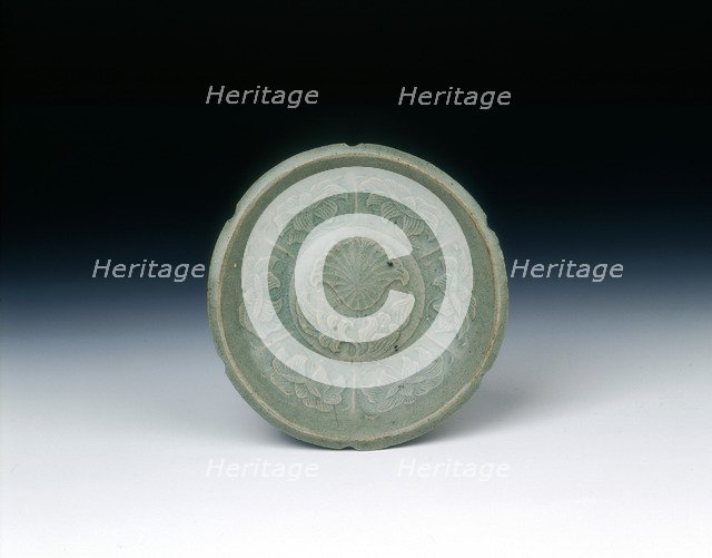 Celadon lobed saucer with moulded floral decoration of Liao type, Koryo dynasty, Korea, c1120-1130. Artist: Unknown