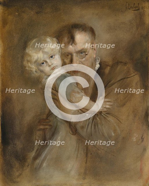Self-portrait with Daughter Marion. Artist: Lenbach, Franz, von (1836-1904)