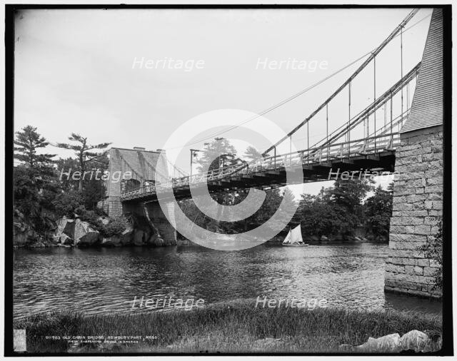 Old chain bridge, Newburyport, Mass., first suspension bridge in America, c1900. Creator: Unknown.