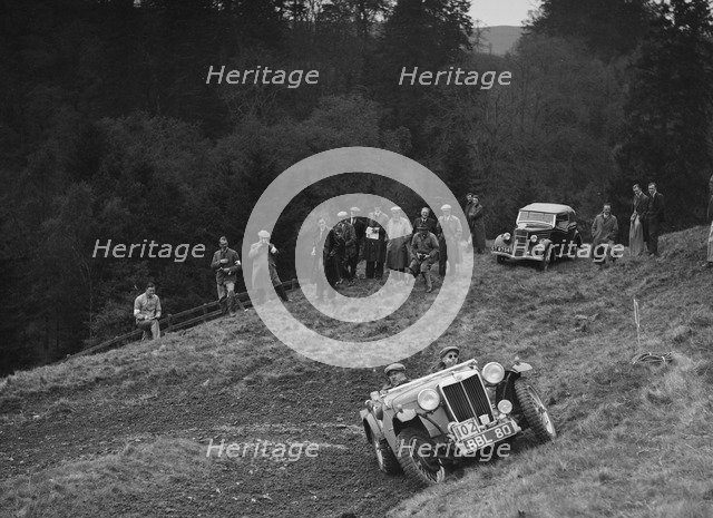 MG TA of JES Jones of the Cream Cracker team, MCC Edinburgh Trial, Roxburghshire, Scotland, 1938. Artist: Bill Brunell.