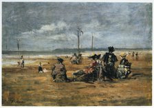'On the Beach', 1880. Artist: Eugene Louis Boudin