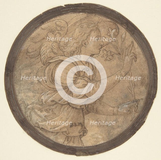 The Angel of the Annunciation (Cartoon for an Embroidery), 1466-1524. Creator: Raffaellino del Garbo.