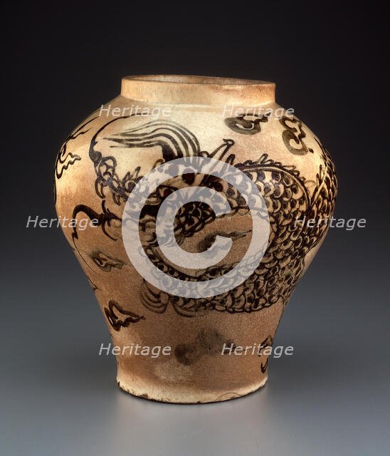 Jar with Dragon Chasing Flaming Pearl, Korea, Joseon dynasty(1392-1910), 17th century. Creator: Unknown.