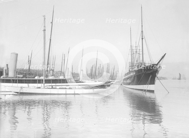 Yachts lying up at Cowes. Creator: Kirk & Sons of Cowes.