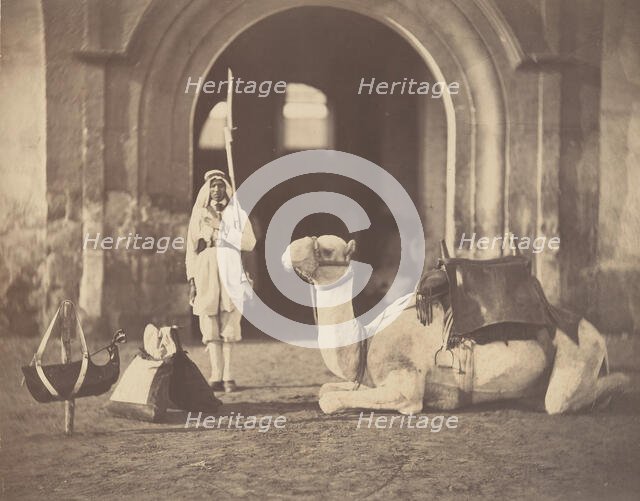 [Soldier and Military Camel], 1866. Creator: Gustave Le Gray.