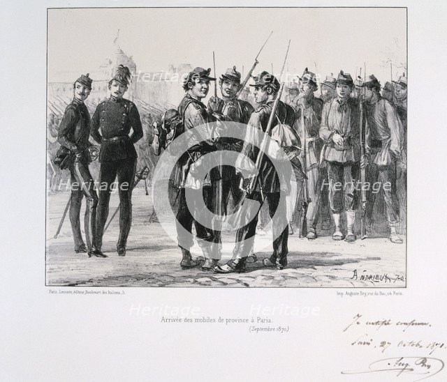 Troops from the provinces arriving in Paris before the Prussian siege, September 1870 (1871). Artist: Auguste Bry