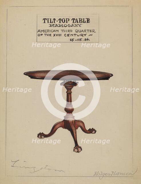 Tilt-top Table, 1935/1942. Creator: Holger Hansen.