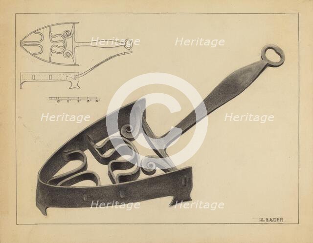 Flat Iron Holder, c. 1936. Creator: Herman Bader.