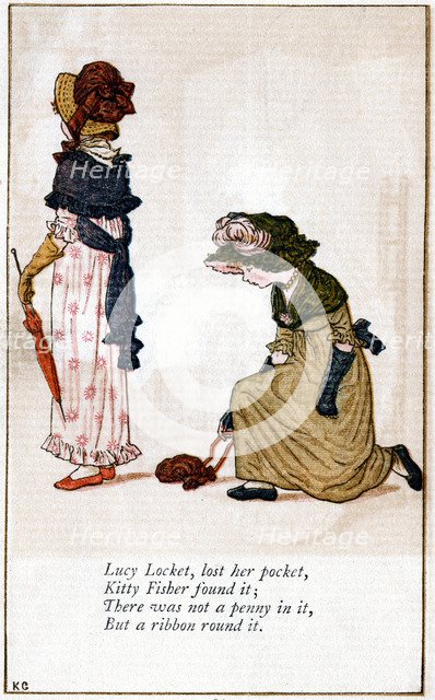 Illustration for 'Lucy Locket, lost her purse', Kate Greenaway (1846-1901). Artist: Catherine Greenaway