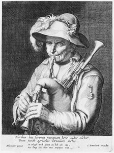 Man Playing Bagpipe, 17th century. Creator: Cornelis Bloemaert.