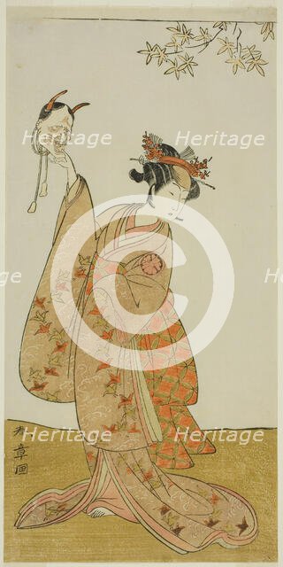 The Actor Segawa Yujiro I as Matsukaze, Sister of Togashi no Saemon, in the Play Gohiik..., c. 1773. Creator: Shunsho.