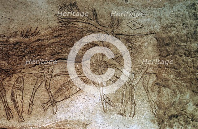 Engraved bone from Lortet, Hautes Pyrenees. Artist: Unknown