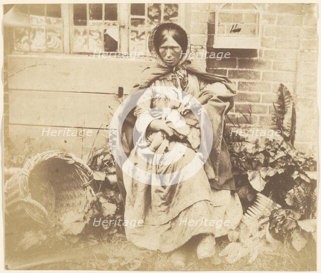 Old Woman with Baskets outside a House, about 1855-1865. Creator: John Whistler.