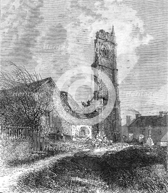 Ruins of the tower of St. Issey Church, Cornwall, 1869. Creator: Unknown.