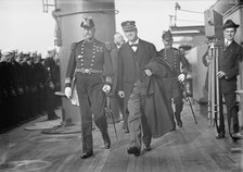 Target Practice - Badger, Charles Johnston, Rear Admiral, U.S.N.; Daniels, Josephus, Sec..., 1913. Creator: Harris & Ewing.