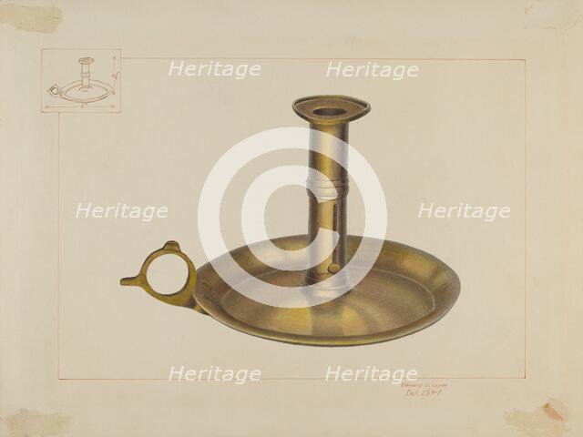 Brass Candlestick, c. 1938. Creator: Edward L Loper.