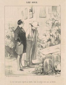 Le mari veut qu'on regarde sa couche ..., 19th century. Creator: Honore Daumier.