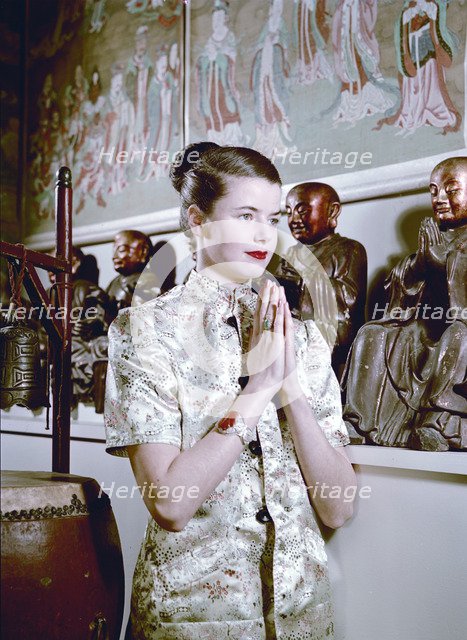 Model wearing an oriental style jacket, 1950s.  Artist: Göran Algård