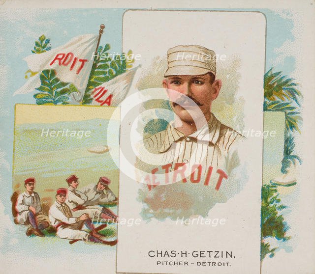 Charles H. Getzien, Pitcher, Detroit, from World's Champions, Second Series (N43) for Alle..., 1888. Creator: Allen & Ginter.