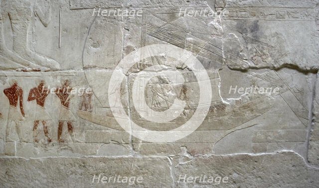 Polychrome relief depicting a boat, Mastaba of Mereruka, Saqqara, Egypt, 2340 BC (2003). Creator: Unknown.