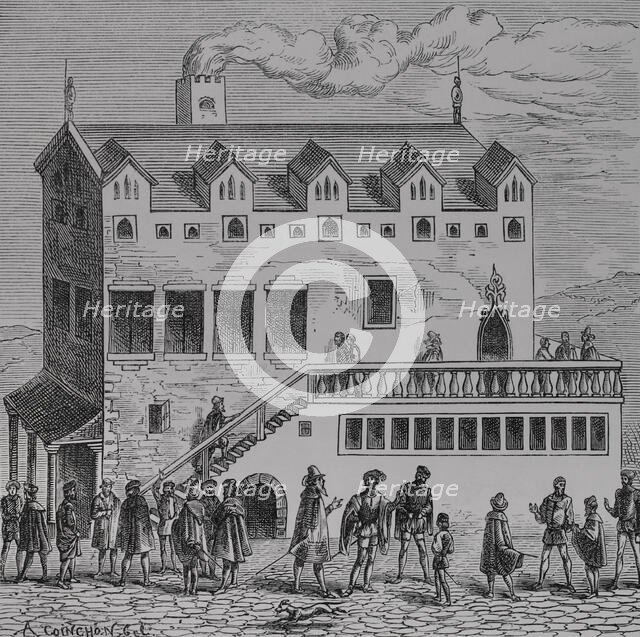 Hotel de la Chambre des comptes, in the courtyard of the Palais, Paris, France, 1878. Creator: Albert Coinchon.