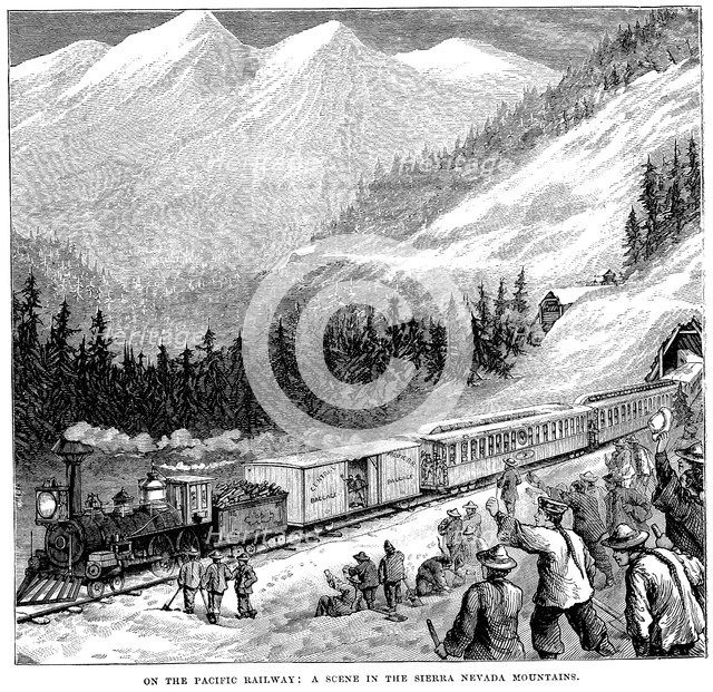 Central Pacific Railraod in the Sierra Nevada mountains, c1875. Artist: Unknown