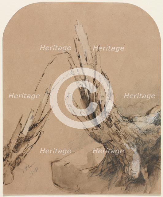 A Blasted Tree (recto) Floorplan (verso) , 1851. Creator: Jasper F. Cropsey (American, 1823-1900).