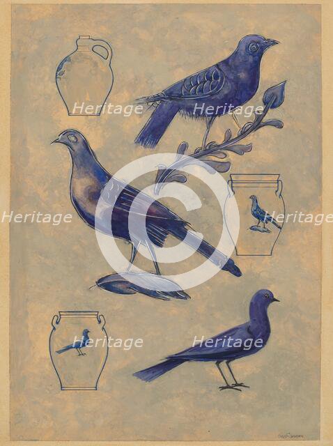 Bird Decorations for Stoneware, 1935/1942. Creator: Charles Caseau.