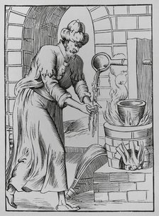 The gipsy who washed his hands in molten lead, 1560, (1878).  Creator: Unknown.