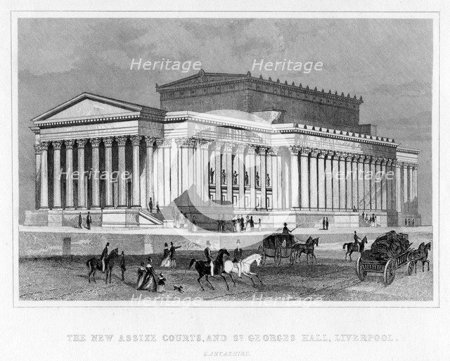 The New Assize Courts, and St George's Hall, Liverpool, Lancashire, 19th century.Artist: Thomas Tallis