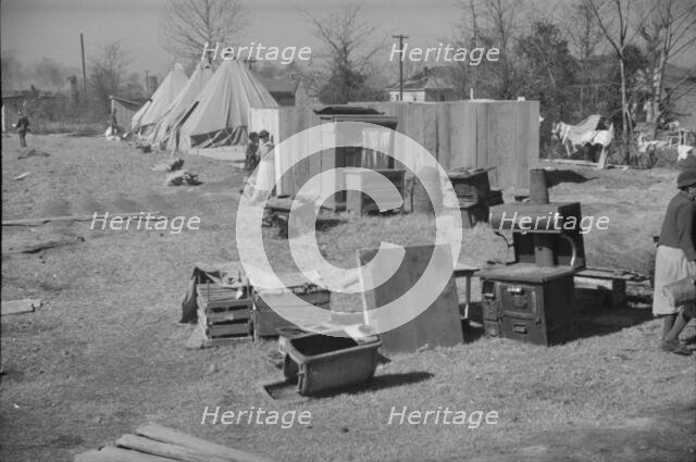 Flood refugee encampment at Forrest City, Arkansas, ca. 1937. Creator: Walker Evans.