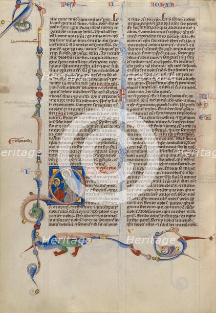 Initial Q: Doubting Thomas; Abbey Bible, about 1250-1262. Creator: Unknown.