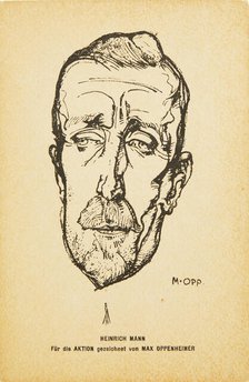 Portrait of writer Heinrich Mann (1871-1950). Creator: Oppenheimer, Max (1885-1954).