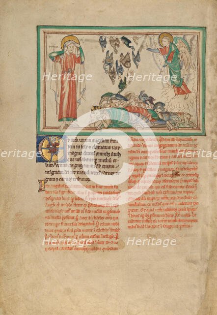 An Angel Standing in the Sun and Birds Invited to the Repast, about 1255-1260. Creator: Unknown.