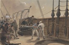 Splicing the Cable (after the First Accident) on Board the Great Eastern, July 25th, 1865, 1865-66. Creator: Robert Charles Dudley.