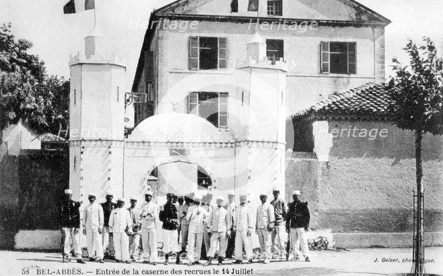 Barracks of the recruits, French Foreign Legion, Sidi Bel Abbes, Algeria, 14 July 1906. Artist: J Geiser