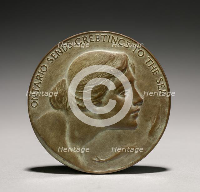 Medal: Ontario Sends Greetings to the Sea, 1800s-1900s. Creator: Lorado Taft (American, 1860-1936).