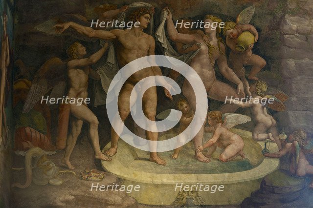 Fresco detail from the Chamber of Amor and Psyche, 1526-1534. Artist: Romano, Giulio (1499-1546)