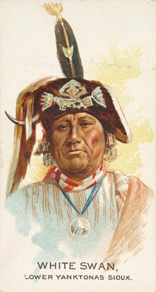 White Swan, Lower Yanktonas Sioux, from the American Indian Chiefs series (N2) for Allen &..., 1888. Creator: Allen & Ginter.