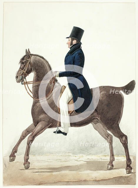 Equestrian Portrait of Man in Profile, n.d. Creator: Richard Dighton.