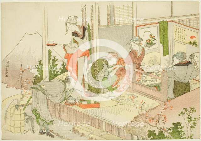 An Artisan’s Shop, from the album The Mist of Sandara (Sandara kasumi), Japan, 1798. Creator: Hokusai.